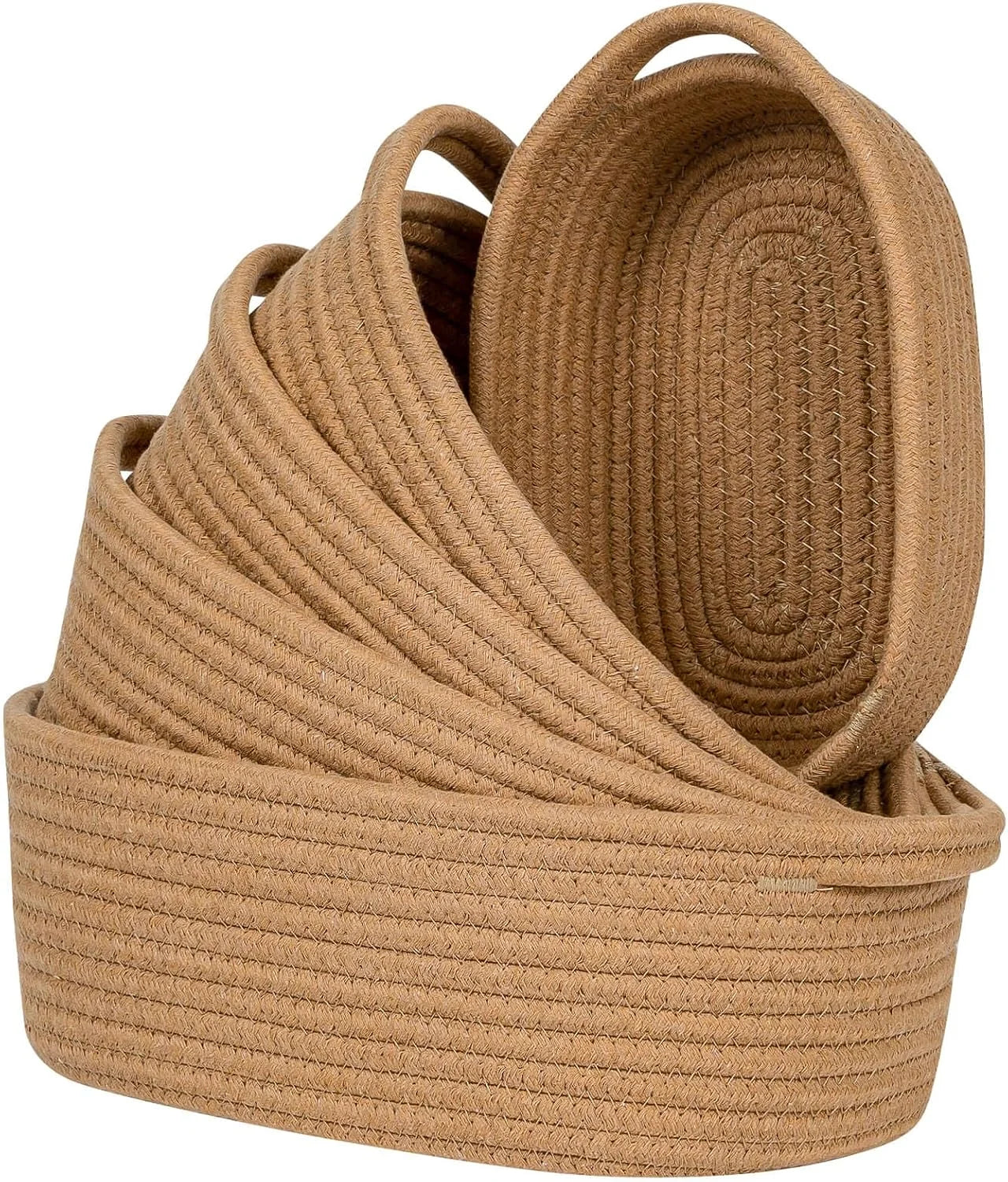 Discount Storage Basket Cotton Rope Organizer Baskets for Shelves, Set of 5 Decorative Closet Storage Bins