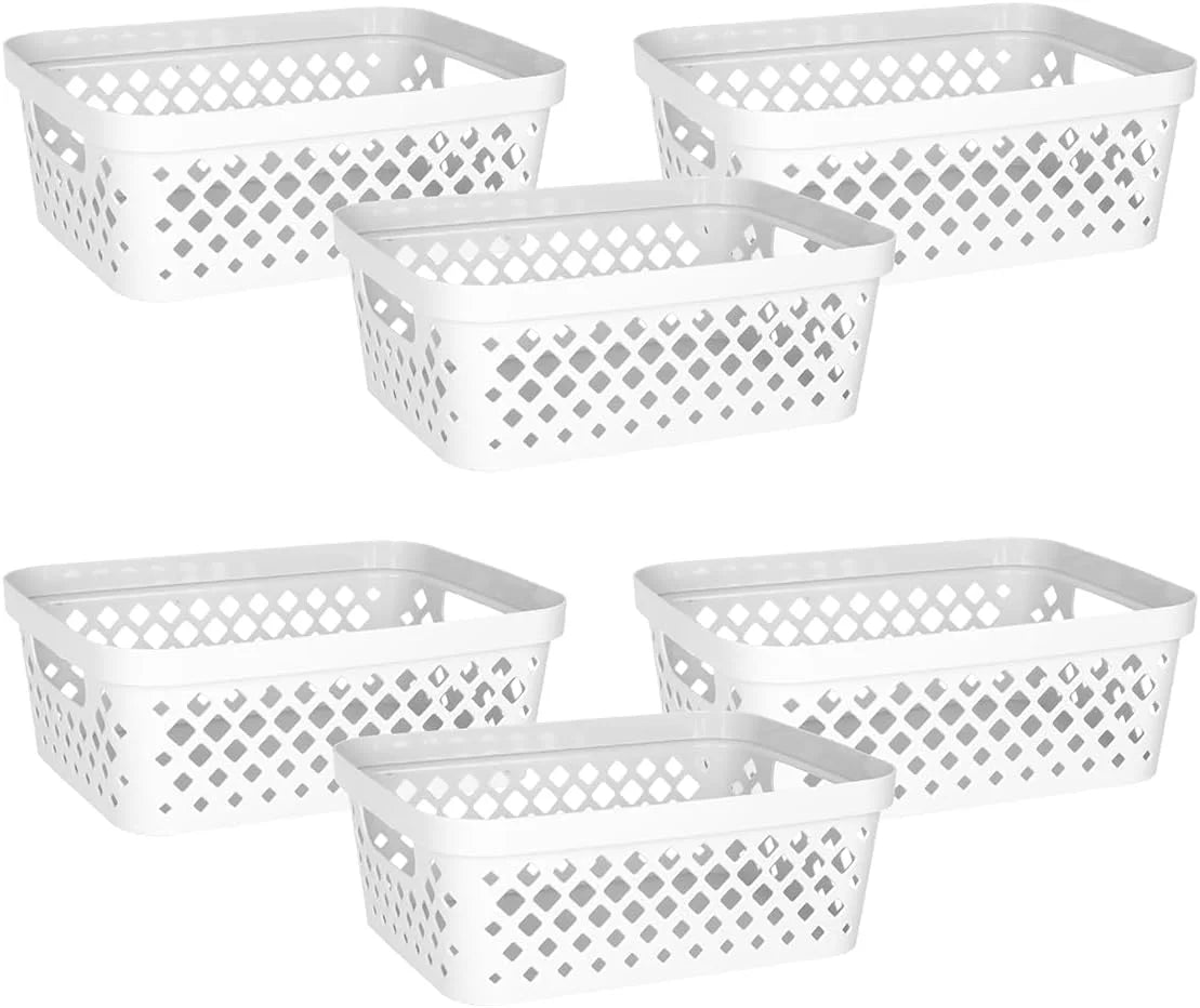 Discount Plastic Baskets for Organizing, Set of 6, Pantry Storage for Under Counter, Linen Closet, and Bathroom, Nesting - Image 8