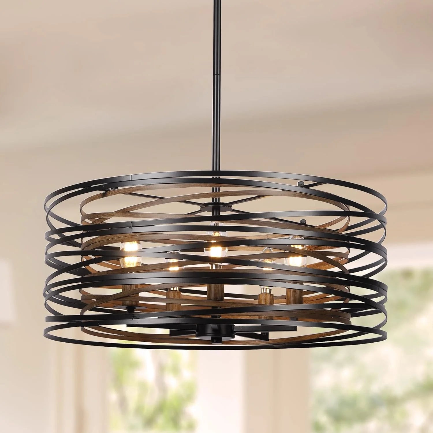Discount 12.6” Farmhouse Chandeliers for Dining Room, 3-Light Industrial Metal Hanging Light Fixture - Image 5