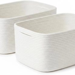 Alternative view of Discount Storage Basket for Shelves 16.8”x13”x7.5”2 Pack, Large Storage Baskets, Soft Cotton Rope Woven Baskets