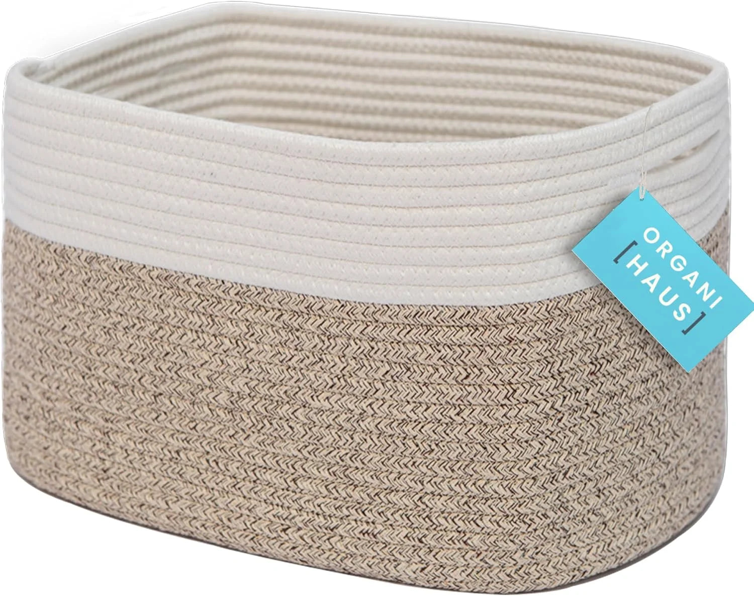 Discount OrganiHaus Cotton Rope Baskets for Shelves, Set of 3, 15x9x10, Handwoven, a toy bin and organizer for towels - Image 15