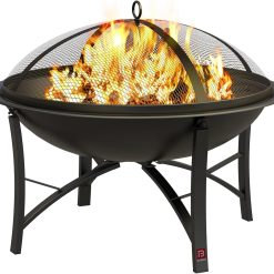Alternative view of Discount Beauty Fire Pit for Outside Wood Burning, BBQ Grill Steel Fire Bowl with Spark Screen Cover