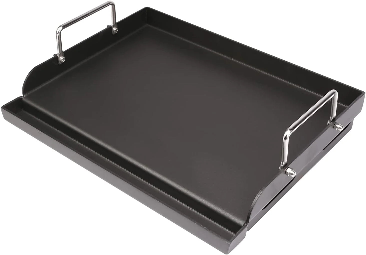 Discount 25 x 16 Pre-Seasoned Nonstick Cast Iron Griddle for Gas & Charcoal Grills, Universal Flat Top with Grease Groove