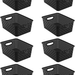 Alternative view of Discount Black Storage Baskets, Plastic Woven Organizer Baskets, Stackable Shelf Baskets for Closet, Pantry