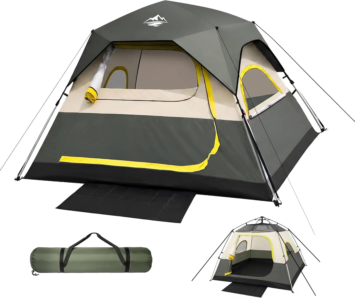 Discount 4 Person Instant Tents for Camping Setup in 50s, Cabin Tent with Rainfly, Waterproof Windproof Camping Tent
