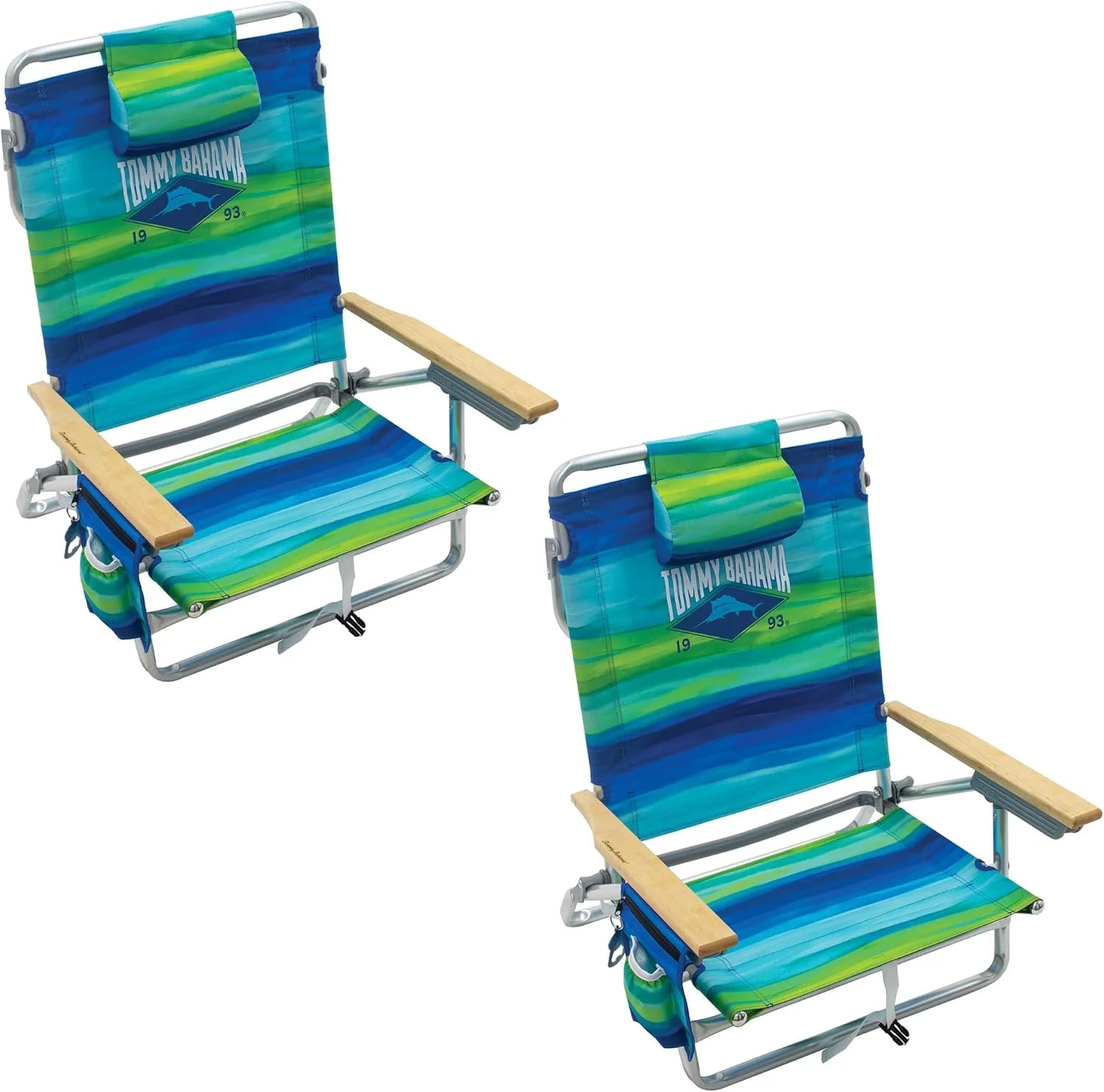 Special Bahama 5-Position Classic Lay Flat Folding Backpack Beach Chair, Polyester, Navy - Image 3