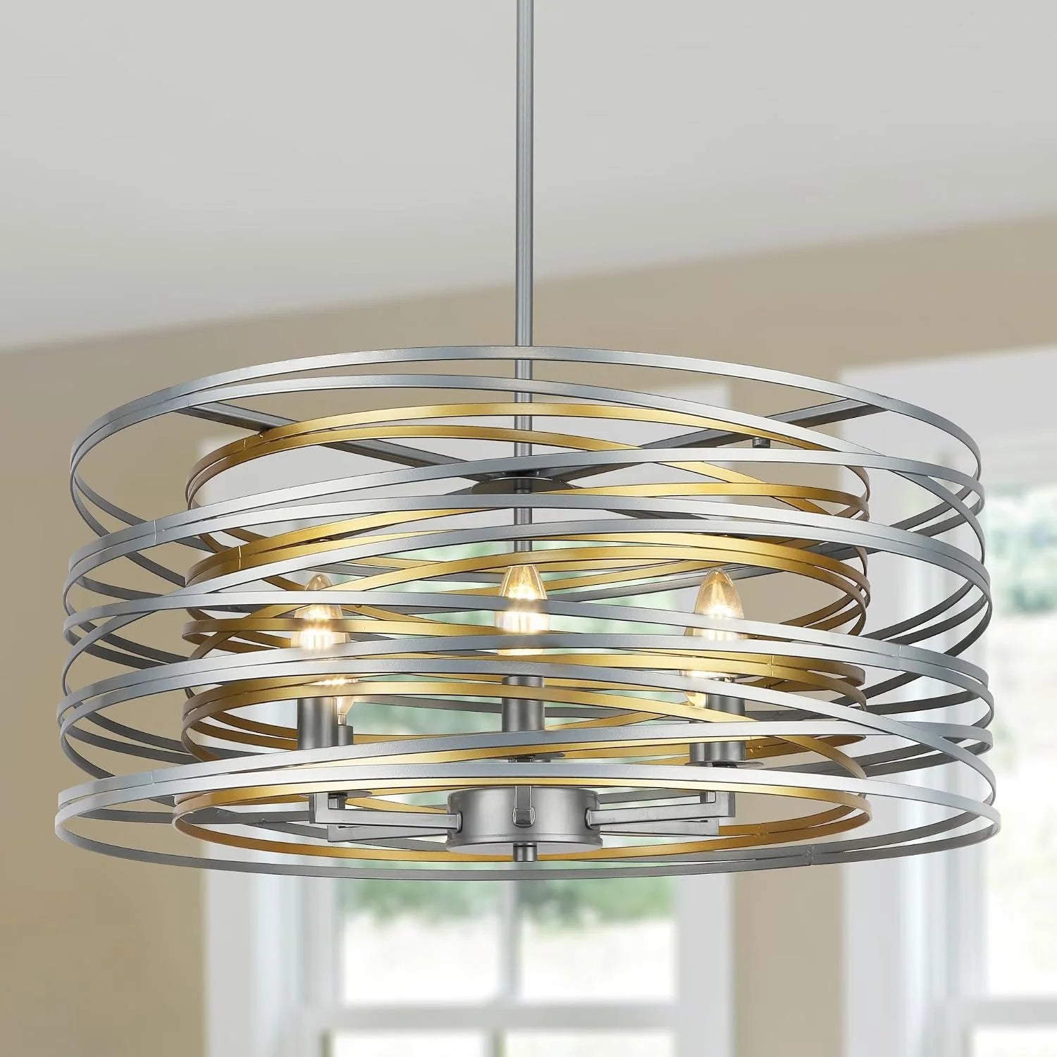 Discount 12.6” Farmhouse Chandeliers for Dining Room, 3-Light Industrial Metal Hanging Light Fixture - Image 8