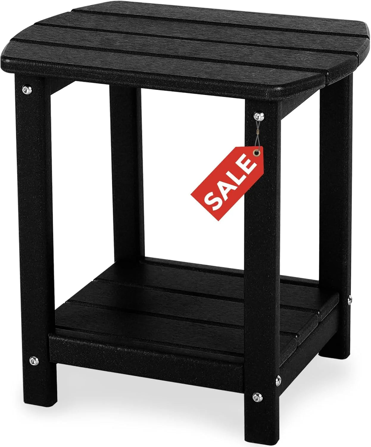 Discount Adirondack Square Outdoor Side Table,2-Tier Storage Patio Side Table - Image 2