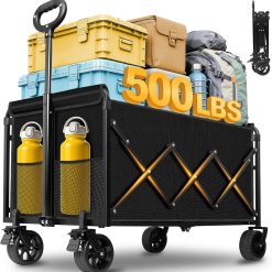 Discount Wagons Cart Foldable, 280 lbs Collapsible Wagon with Wheels for Camping