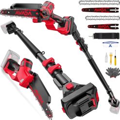 Alternative view of Discount 2-IN-1 Cordless 8-Inch Pole Saw & Chainsaw for Milwaukee M18 Battery – 1200W Brushless Motor, Total Reach of Max 15.9 FT