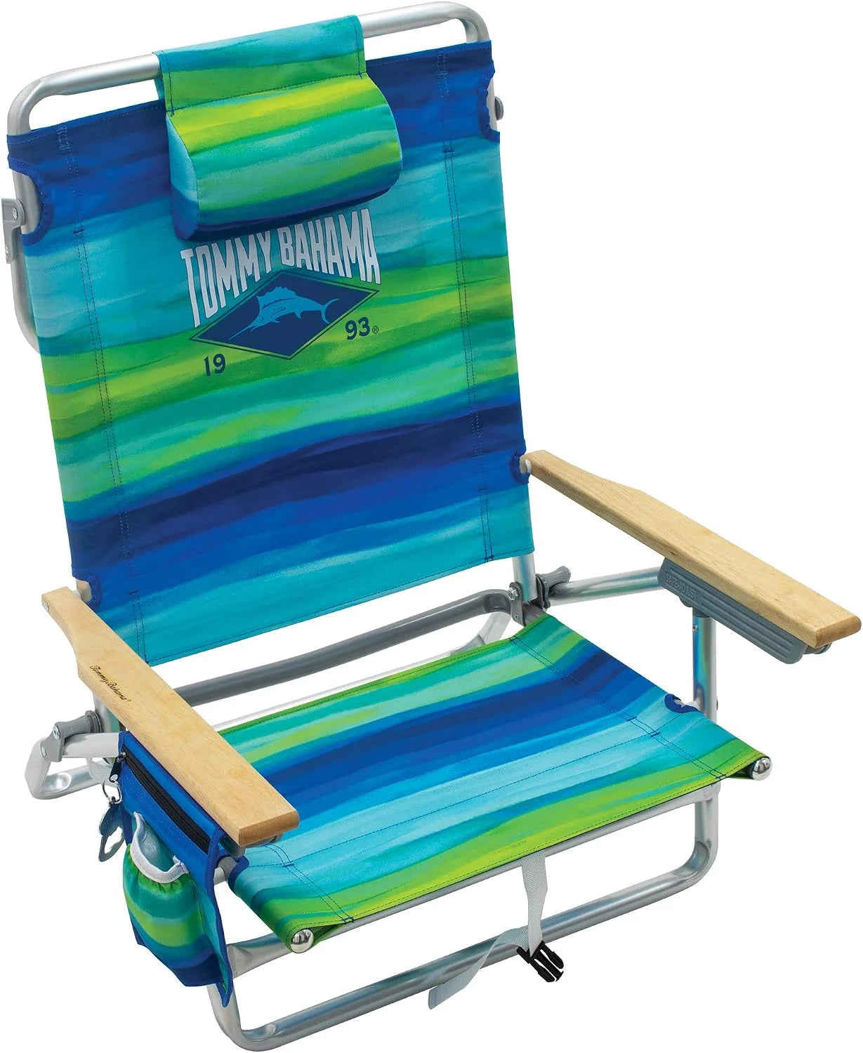 Special Bahama 5-Position Classic Lay Flat Folding Backpack Beach Chair, Aluminum, Red, White