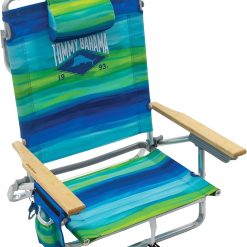 Discount Bahama 5-Position Classic Lay Flat Folding Backpack Beach Chair, Polyester, Navy