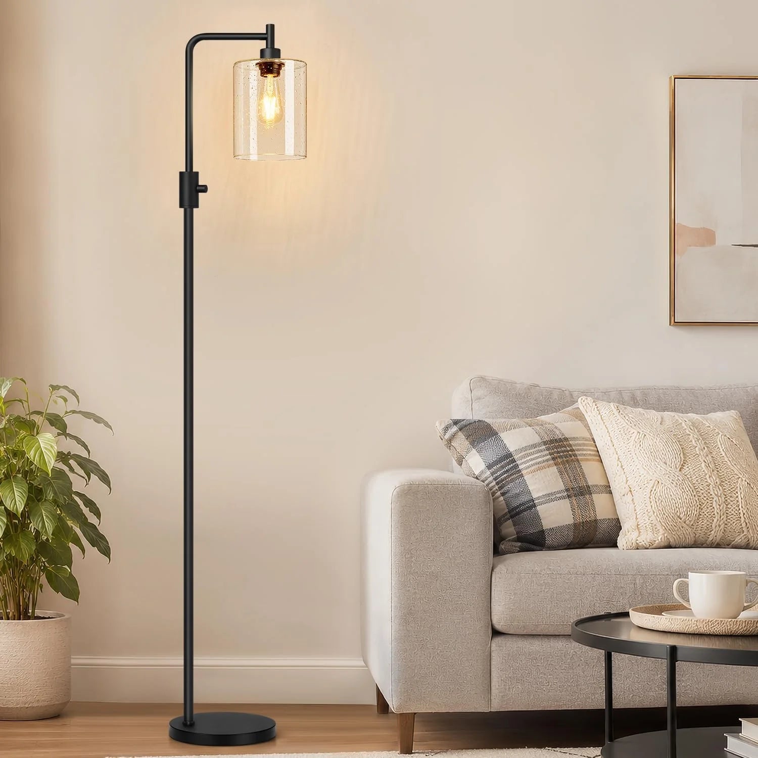 Discount Dimmable Floor Lamp for Living Room with Clear Glass Lampshade, Bulb Included, 900LM, Arc Standing Tall Lamp for Bedroom - Image 11