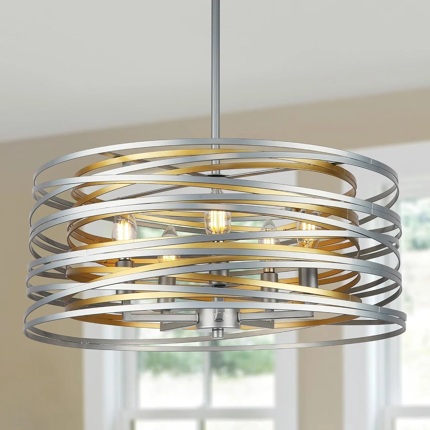 Discount 12.6” Farmhouse Chandeliers for Dining Room, 3-Light Industrial Metal Hanging Light Fixture - Image 3