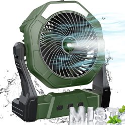 Discount Ausic Portable Misting Fan for Outdoor Cooling, [8-35Hrs] Battery Powered Mist Fans with Water Misters & LED Lantern