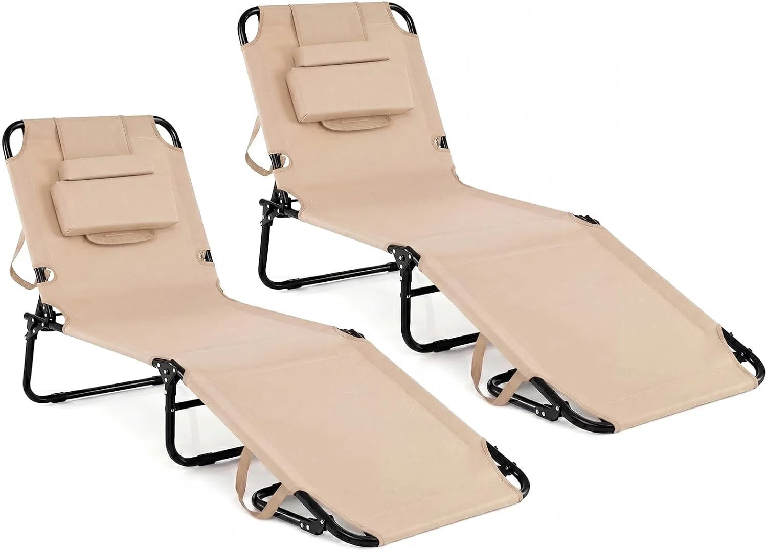 Special Beach Lounge Chair, Sunbathing Chair Patio Lounge Chair Folding Adjustable Recliner with Hole for Face - Image 2