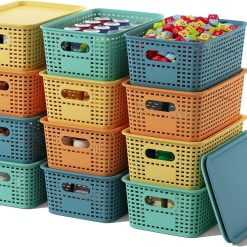 Alternative view of Discount Storage Basket with Lids 10 Pack Stackable Storage Bins Containers with Lid, Decorative Storage Boxes