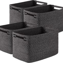 Alternative view of Discount 4Packs Natural Cotton Rope Storage Baskets for Organizing Toys, Clothes, Towels & Books, Soft Versatile Organizers