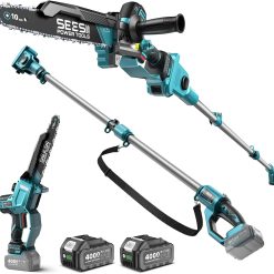 Discount SEESII 10-Inch 2-in-1 Cordless Pole Saw & Mini Chainsaw,2 x 4.0Ah Batteries