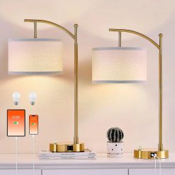 Discount Hikczc Table Lamp for Living Room Bedroom, Dimmable, Bulb Included