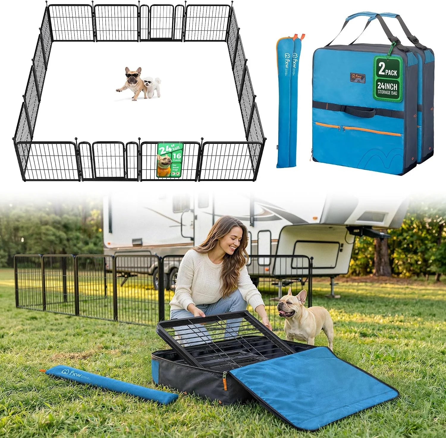 Discount Rollick Dog Playpen, Indoor, 24 H, 8 Panels - Image 53