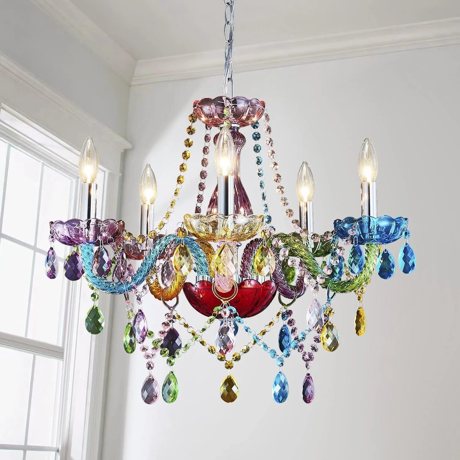 Discount Mossi 5 Light Modern Contemporary Elegant K9 Crystal Glass Chandelier Pendant Ceiling Lighting Fixture - Image 8
