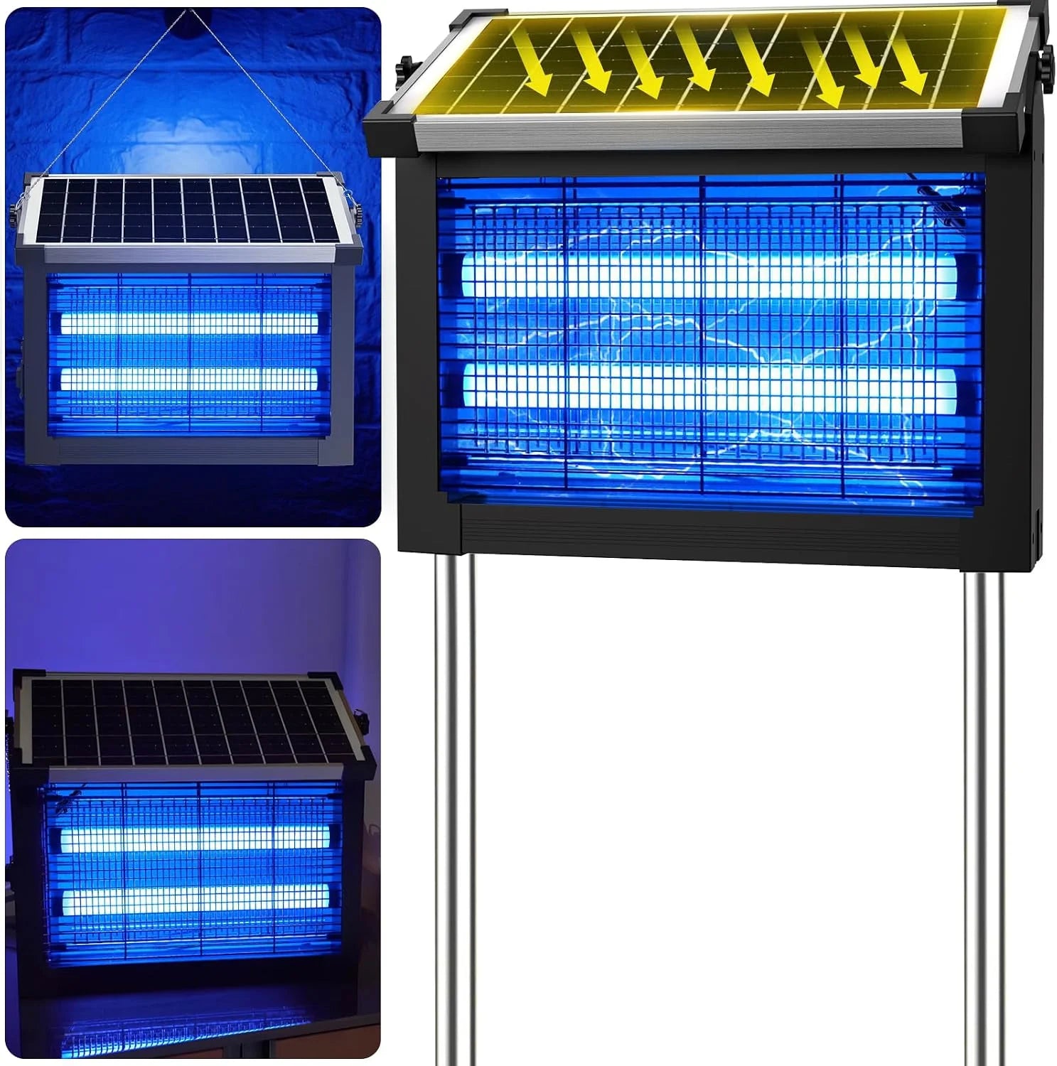 Discount Solar Bug Zapper Outdoor, 4500V Solar Mosquito Zapper Outdoor Waterproof, 1/2 Acre Coverage Rechargeable Electric Fly