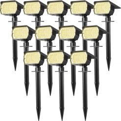 Alternative view of Discount Solar Spot Lights Outdoor Waterproof IP65, 12 Pack Landscape Spotlights with 46 LEDs, 3 Modes Auto On/Off Solar