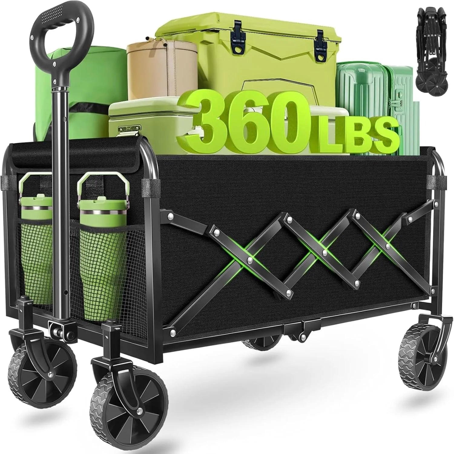 Discount Collapsible Wagons Carts Foldable, 500LBS Heavy Duty Wagon Cart Foldable