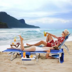 Alternative view of Discount Beach Chair Face Holes, Lounge Chair Outdoor with Folding Side Table, 5-Position Recliner, Max 330lbs