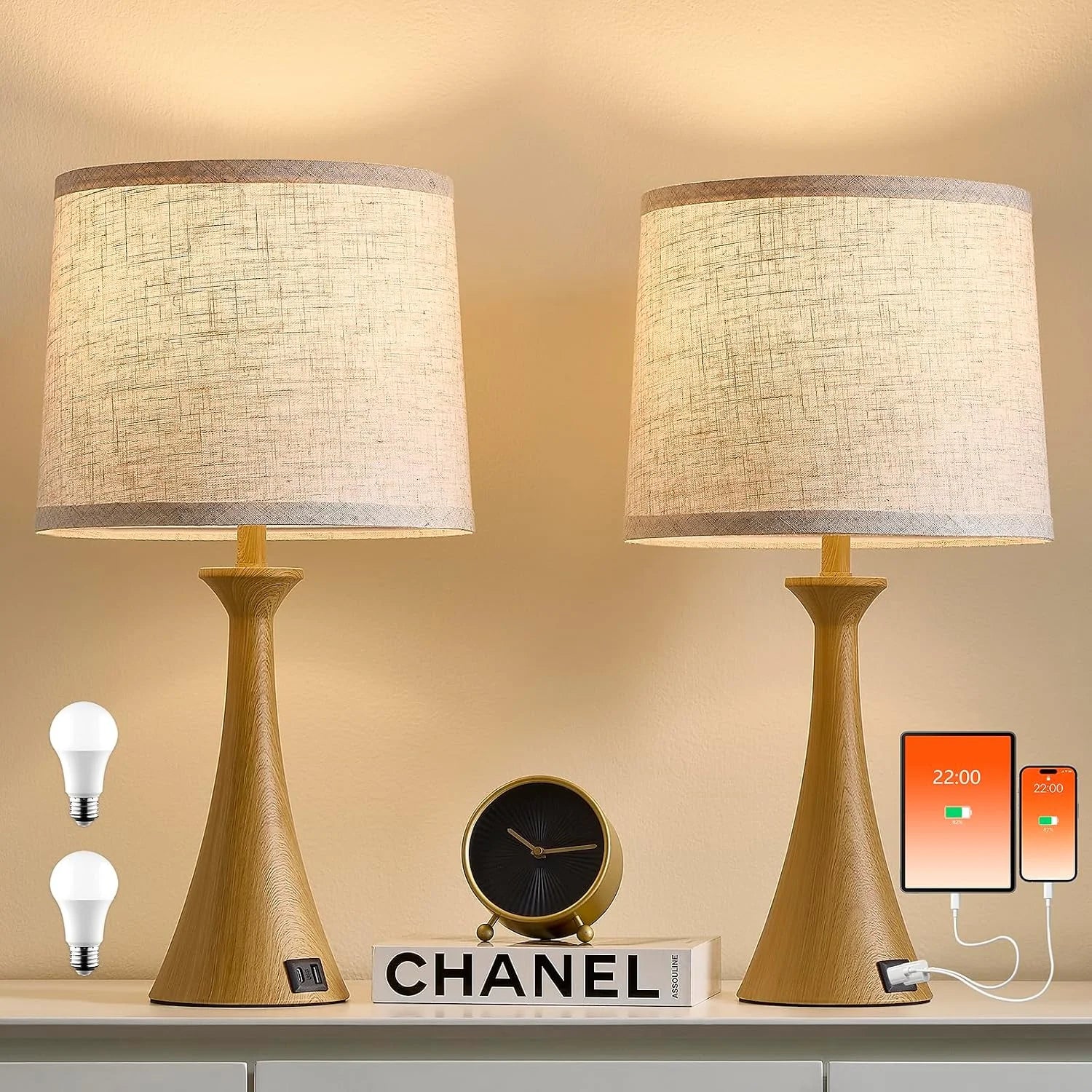 Discount Hikczc Touch Lamp for Living Room Bedroom, Dimmable, Bulb Included - Image 4