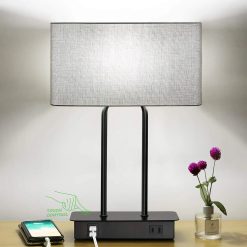 Discount Lakumu Bedside Touch Control Table Lamps with Dual USB Charging Ports 1 AC Outlet, Dimmable