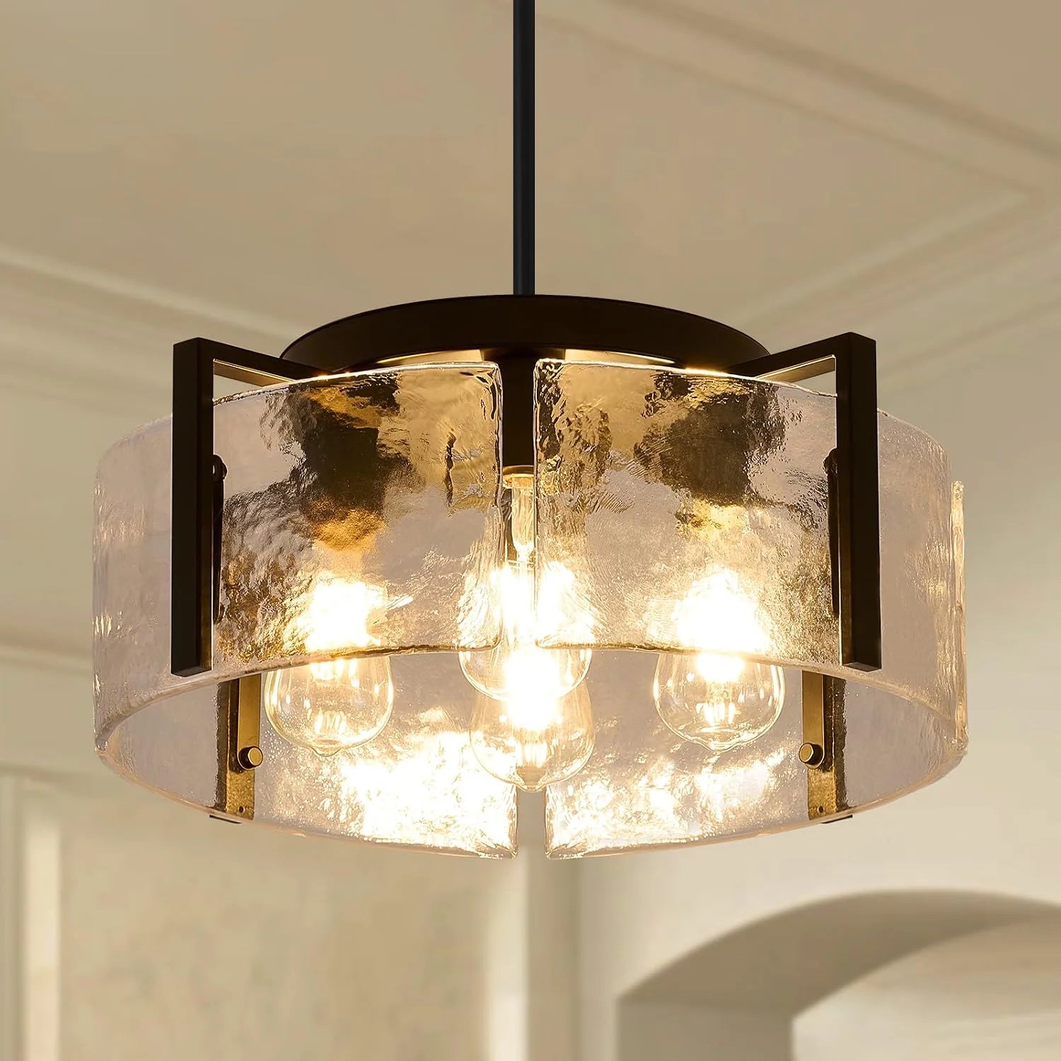 Discount Chandeliers for Dining Room Light Fixture, Adjustable Glass Modern Farmhouse Chandelier for Entryway - Image 14