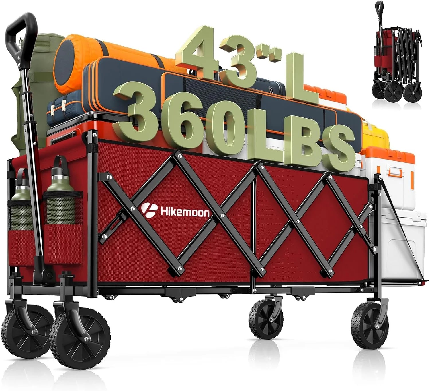 Discount 43” Extra Long Folding Wagon with Extended Tailgate, Black - Image 3