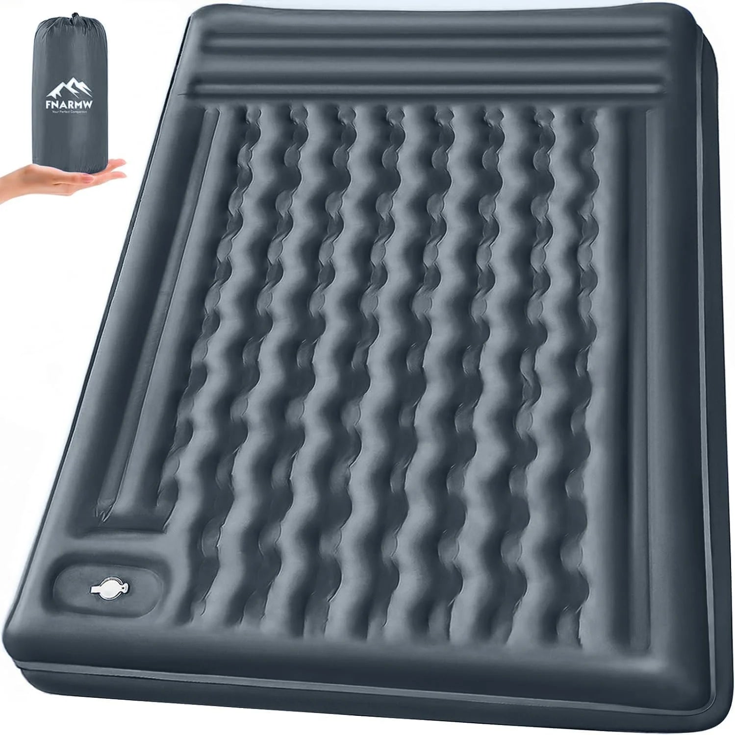 Discount Double Sleeping Pad Camping, Self Inflating 6" Extra-Thick 2 Person Pillow Built-in Foot Pump Waterproof - Image 2