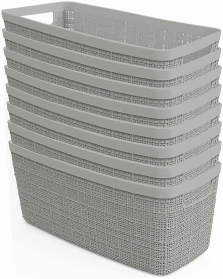 Discount Curver Set of 4 Large Cube 17L Jute Decorative Plastic Organization and Storage Baskets, Perfect Bins for Home - Image 8
