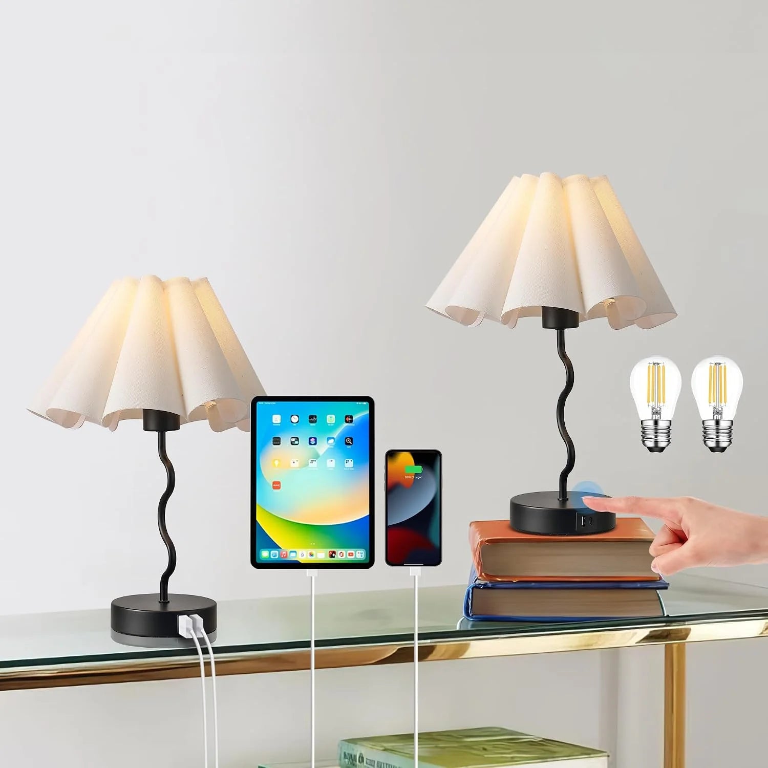 Discount Pleated Table Lamp, Modern Lamp for Bedroom Home Office Decor - Image 4