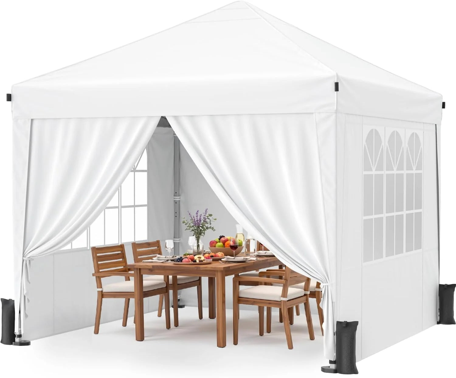 Discount Vinabilia 10x10 Pop Up Canopy Tent with One-Push Center Lock,White - Image 5