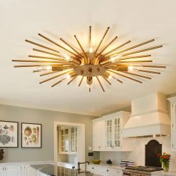 Discount ZGLAOJT Semi Flush Mount 8 Light Ceiling Light Modern Metal Ceiling Lighting Gold Light Fixture Chandelier