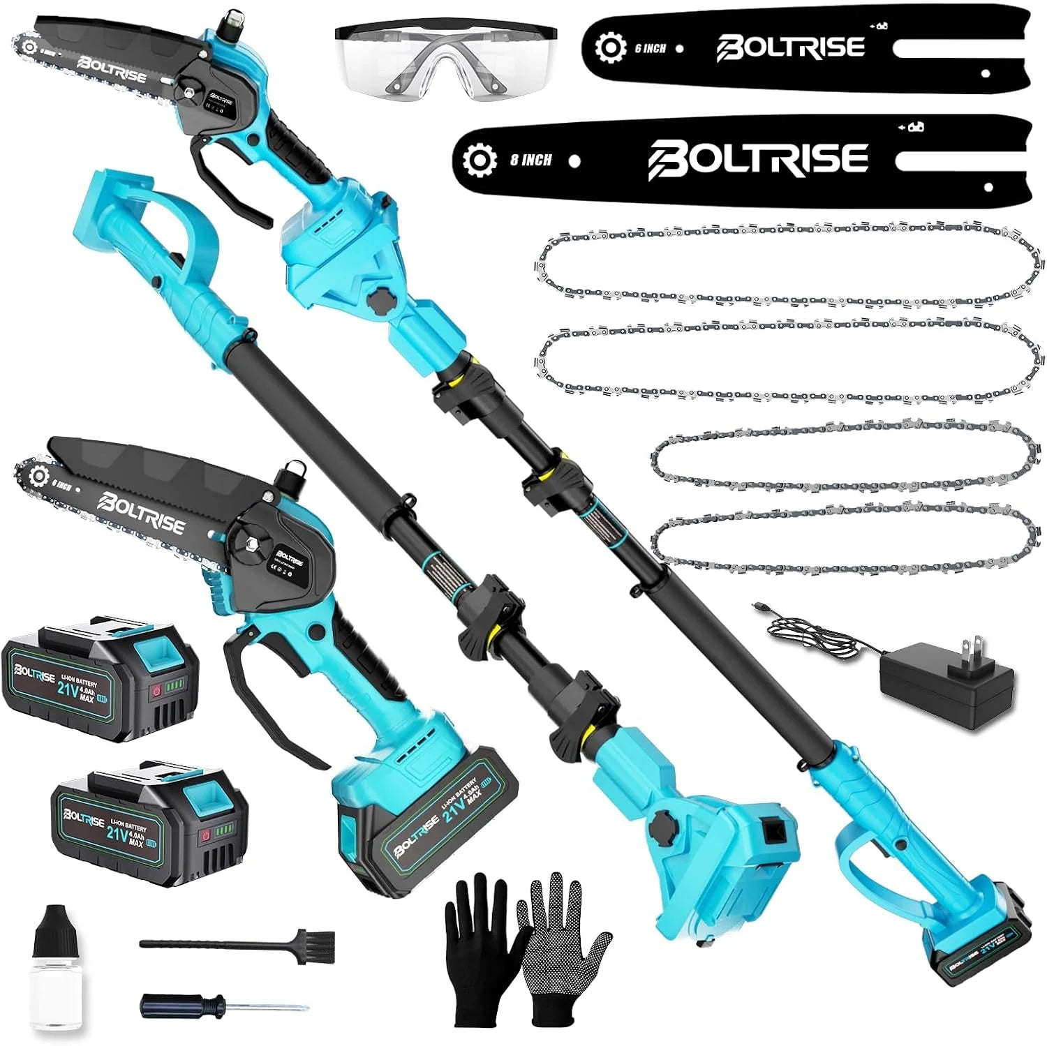 Discount 3-in-1 Electric Pole Saw, 8 Inch & 6 Inch Mini Chainsaw with Extension Pole