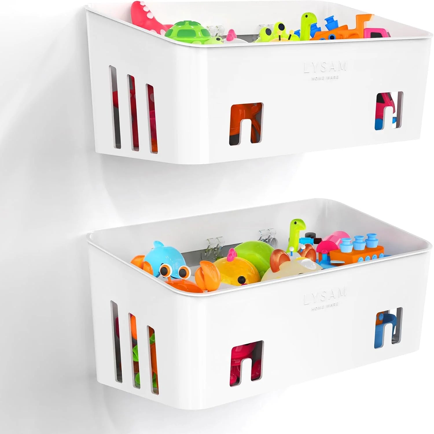 Discount Bath Toy Storage 2 Packs, Large Bath Toy Holder, 3 Compartments, Quick-Dry, BPA-Free Bathtub Toy Organizer - Image 3