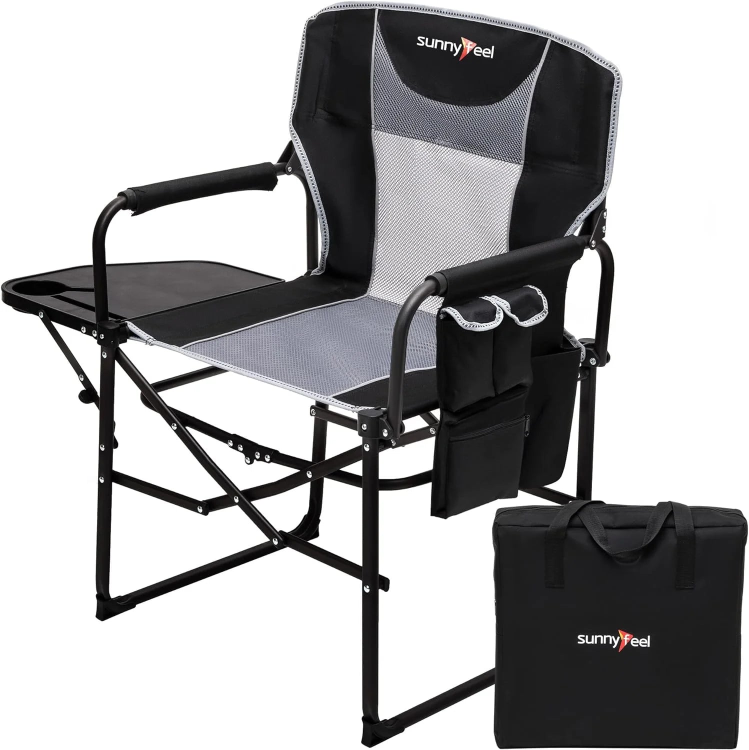Discount SUNNYFEEL Camping Directors Chair, Heavy Duty, Oversized Portable Folding Chair with Side Table - Image 7