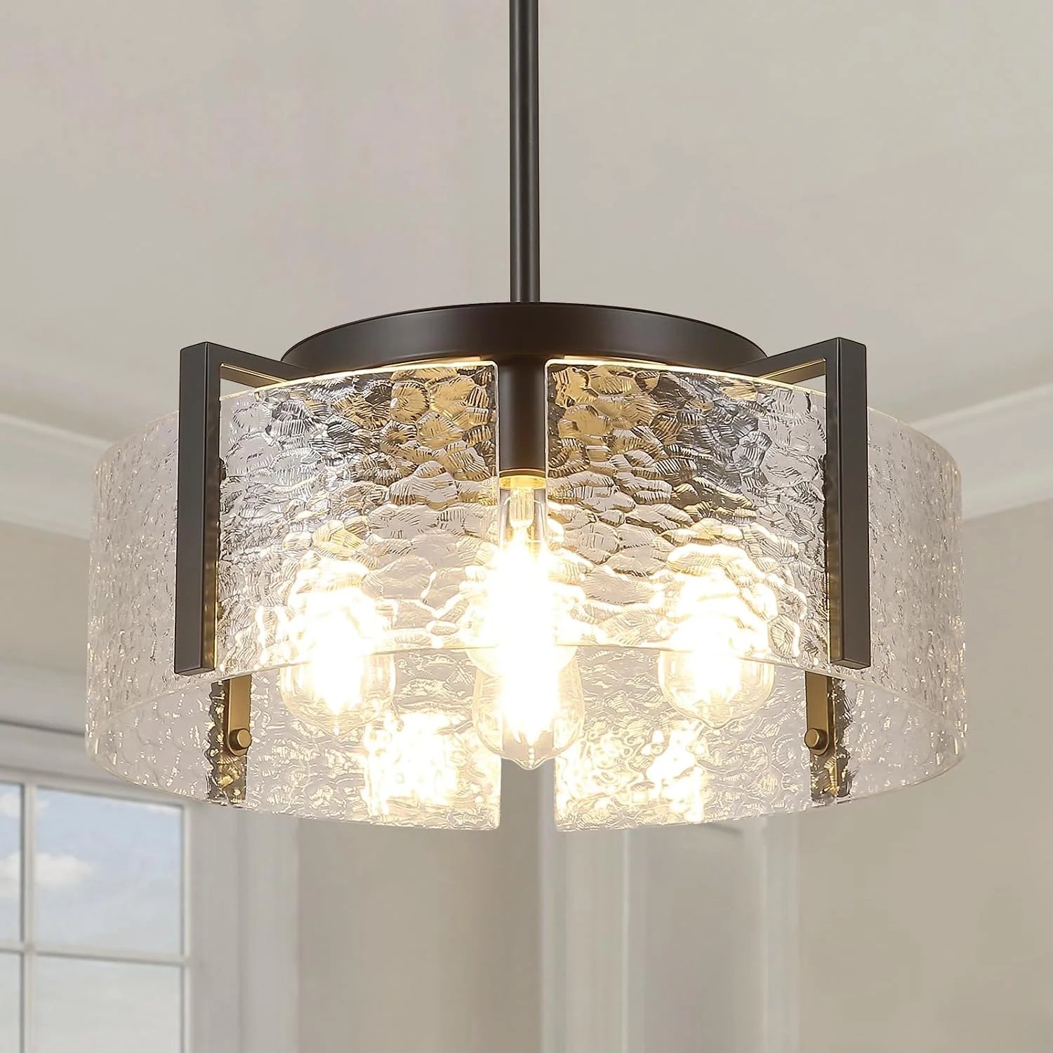 Discount Chandeliers for Dining Room Light Fixture, Adjustable Glass Modern Farmhouse Chandelier for Entryway - Image 3