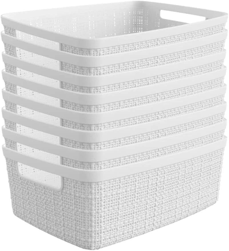 Discount Curver Set of 4 Large Cube 17L Jute Decorative Plastic Organization and Storage Baskets, Perfect Bins for Home - Image 7