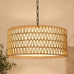 Alternative view of Discount 9-52 Height Adjustable Farmhouse Chandelier Light Fixture, 5-Light Rattan Boho Chandeliers for Dining Room