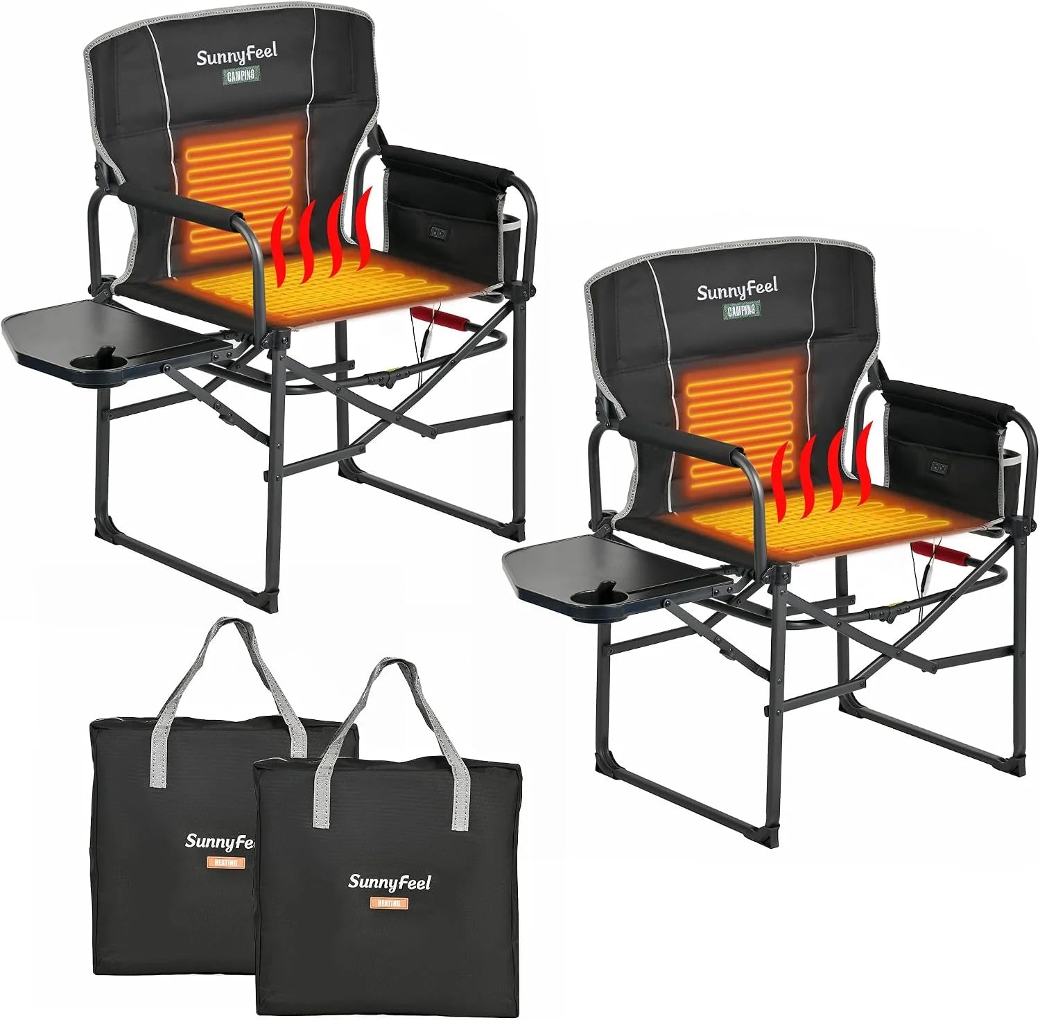 Discount SUNNYFEEL Camping Directors Chair, Heavy Duty, Oversized Portable Folding Chair with Side Table - Image 15