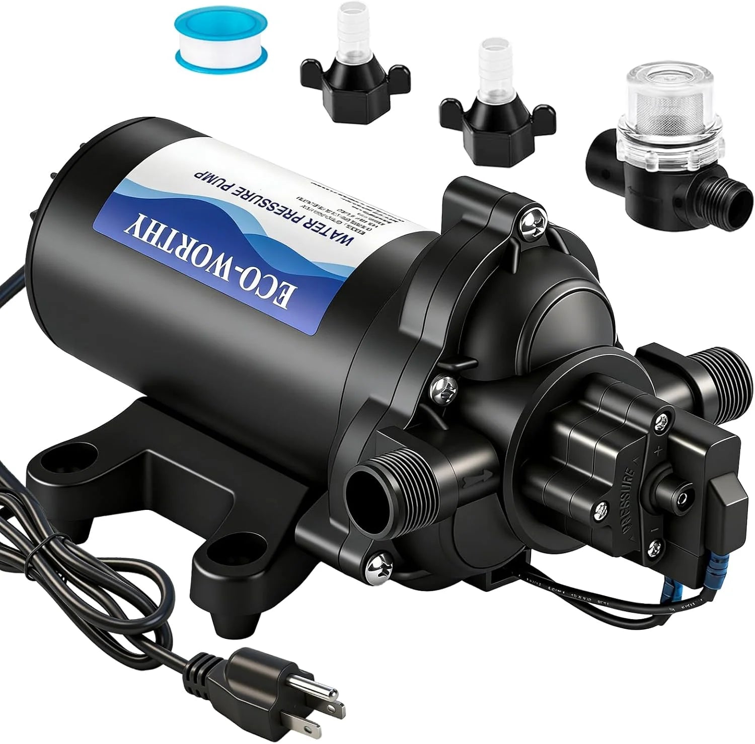 Discount 33-Series Industrial Water Pressure Pump 110V AC 4.0GPM 50PSI RV Fresh Water Diaphragm Pump include Garden - Image 7