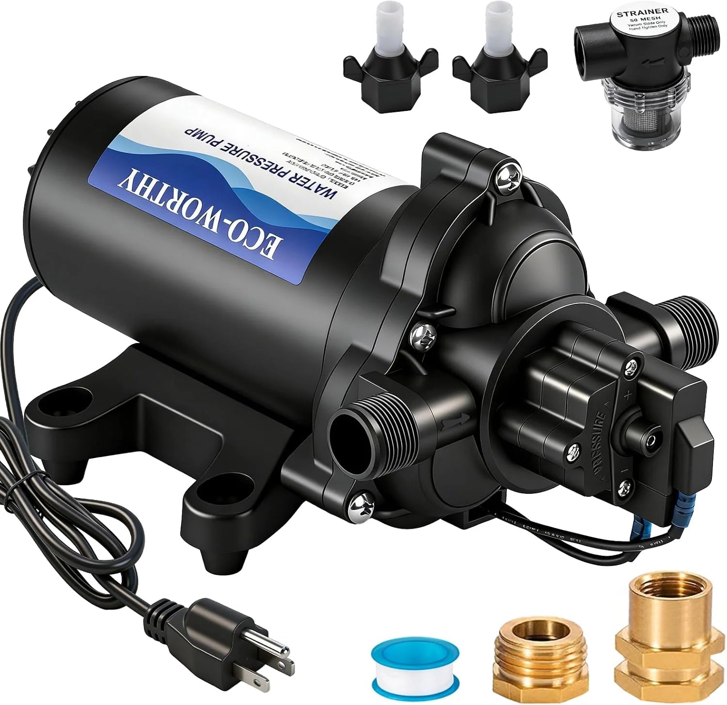 Discount 33-Series Industrial Water Pressure Pump 110V AC 4.0GPM 50PSI RV Fresh Water Diaphragm Pump include Garden - Image 6