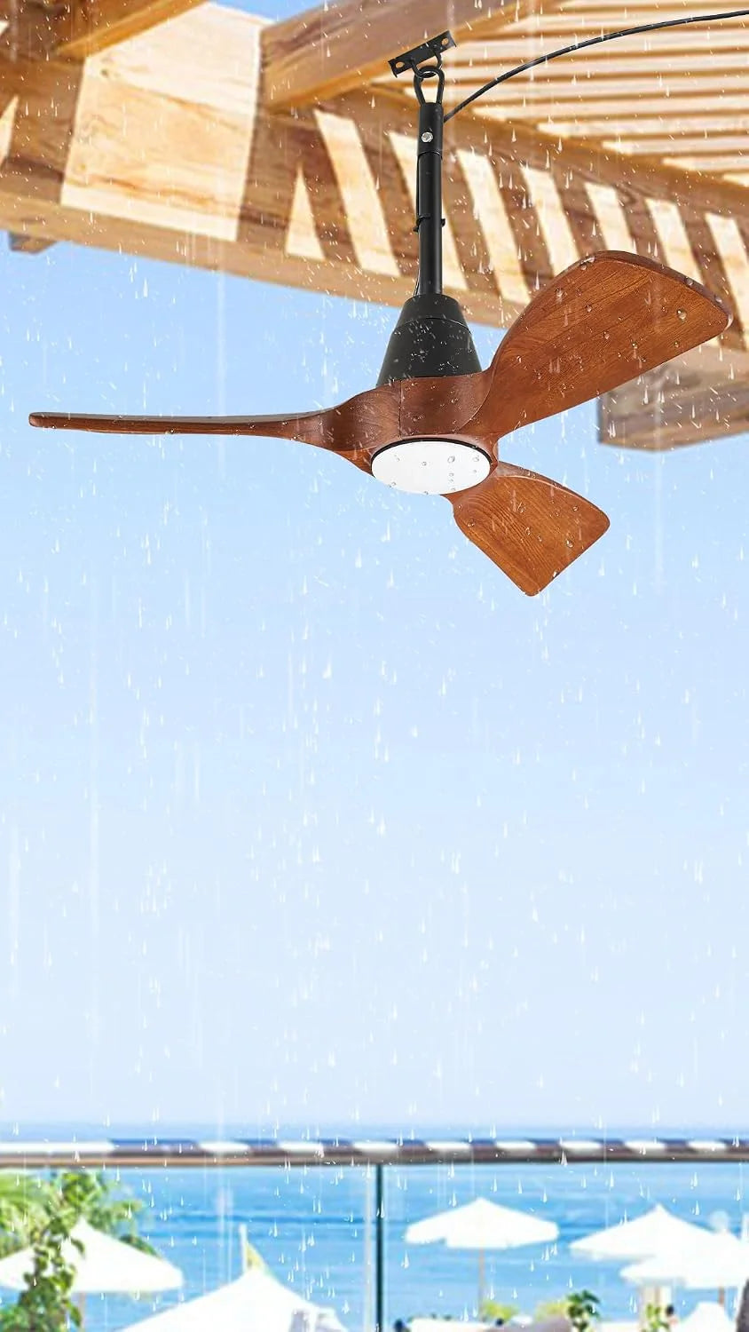 Discount 3 Blades Wood Outdoor Ceiling Fan with Light for Patios, Farmhouse Rustic Ceiling Fans with Lights - Image 12
