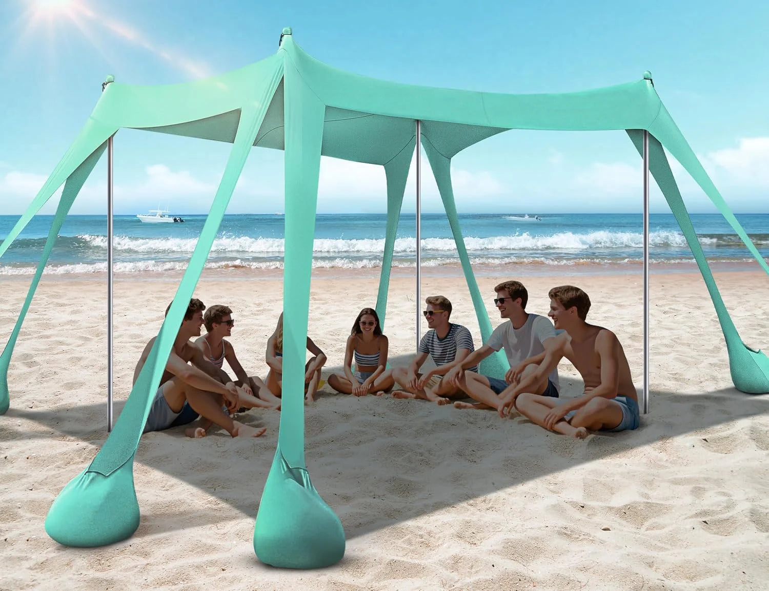 Special Beach Tent, Beach Canopy UPF50+ UV Protection, 10x10ft Beach Shade Sun Shelter with 8 Sandbags - Image 2